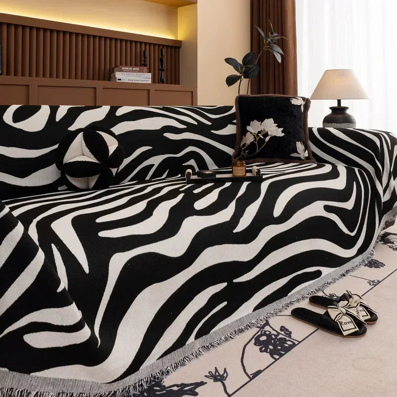 Jeté de Canapé Noir et Blanc | Housse Moderne