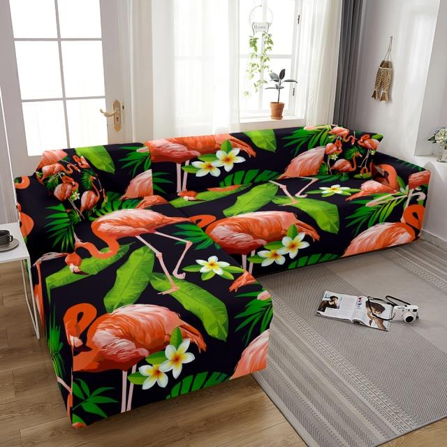 Housse de Canapé d&#39;Angle Flamingos | Housse Moderne