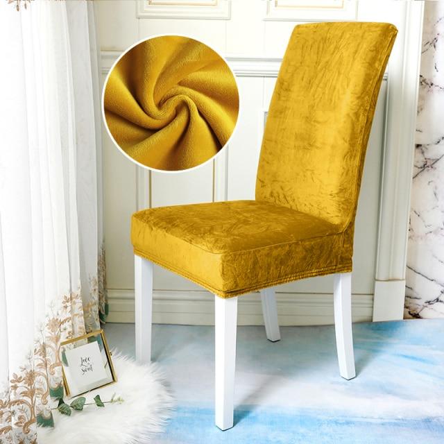 Housse de Chaise Velours Jaune | Housse Moderne