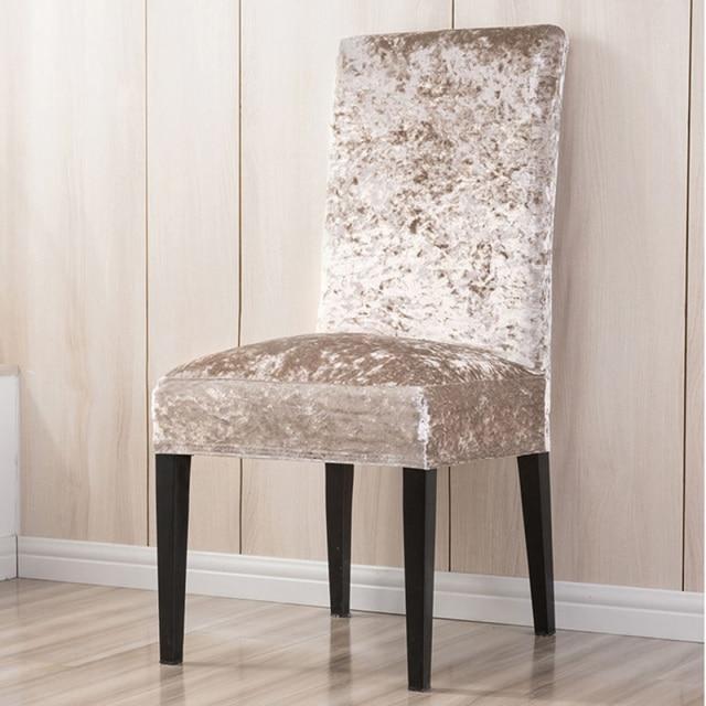 Housse de Chaise Velours de Glace Beige | Housse Moderne