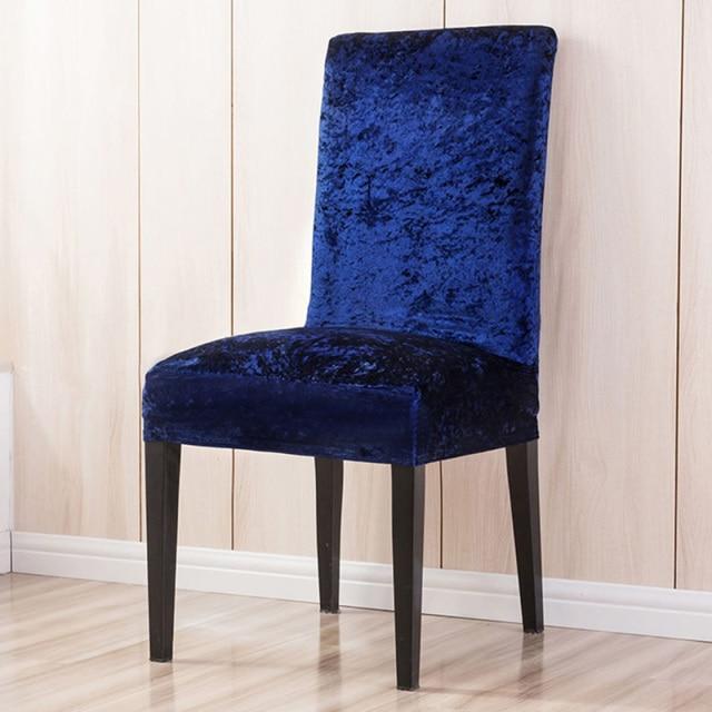 Housse de Chaise Velours de Glace Bleu | Housse Moderne