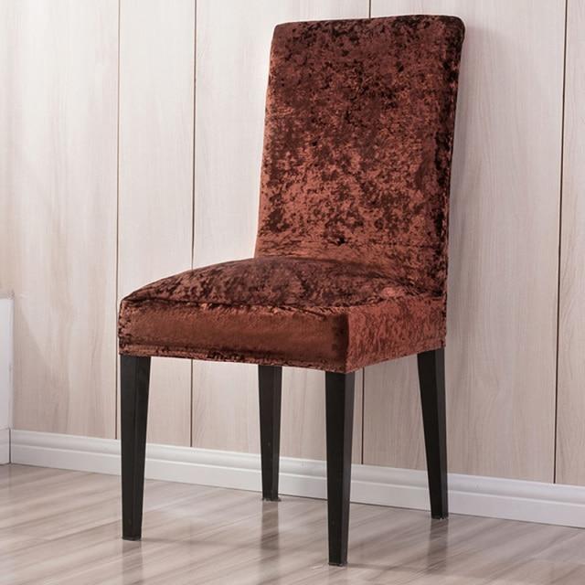 Housse de Chaise Velours de Glace Marron | Housse Moderne