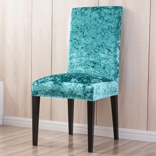 Housse de Chaise Velours de Glace Turquoise | Housse Moderne