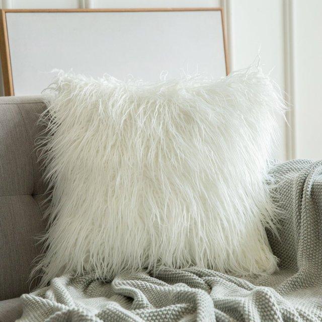 Housse de Coussin 45x45 Polaire Blanc | Housse Moderne