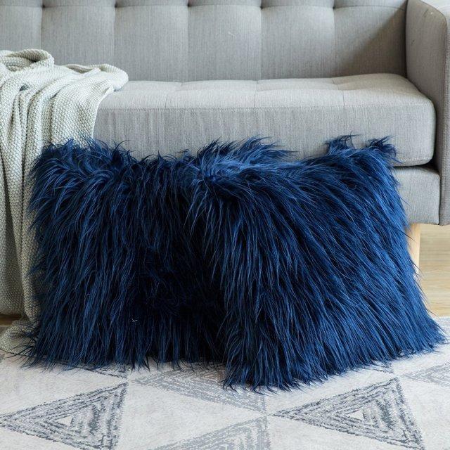 Housse de Coussin 45x45 Polaire Bleu | Housse Moderne