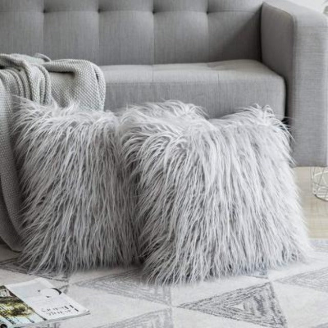 Housse de Coussin 45x45 Polaire Gris | Housse Moderne