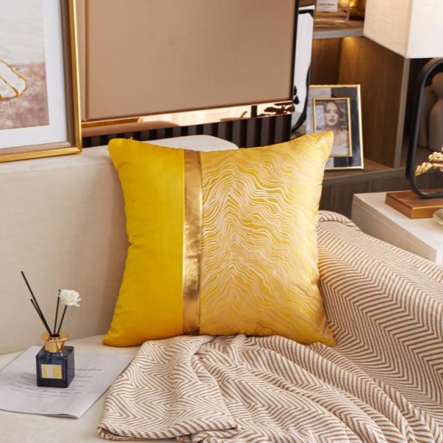 Housse de Coussin 45x45cm Royal en Soie Jaune | Housse Moderne