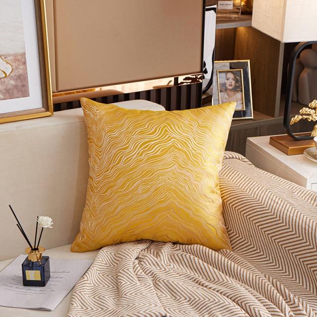 Housse de Coussin 45x45cm en Soie Jaune | Housse Moderne