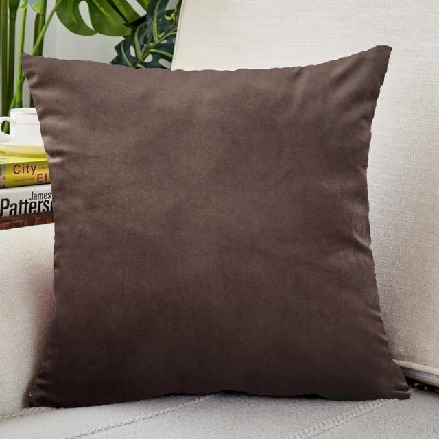 Housse de Coussin Velours 50x50cm Marron | Housse Moderne