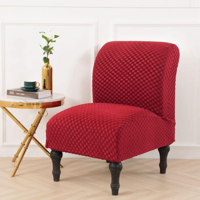 Housse de Fauteuil Crapaud Jacquard Rouge | Housse Moderne