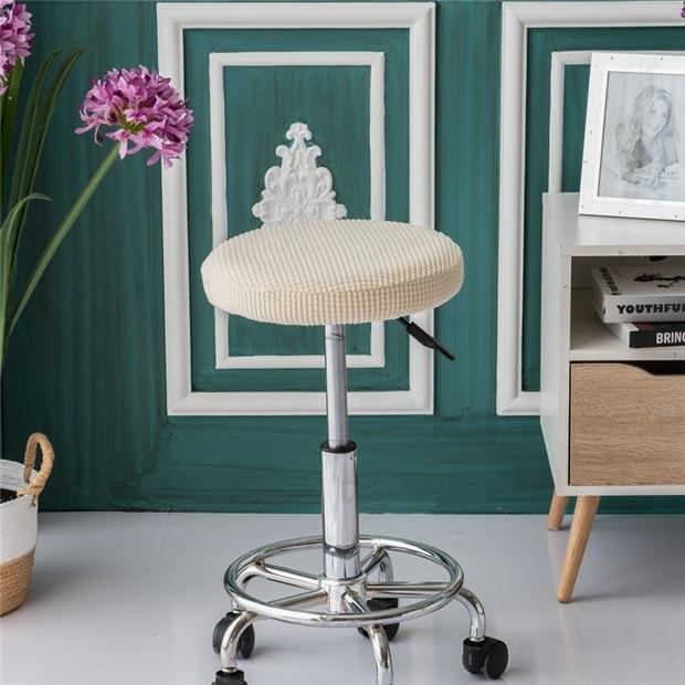 Housse de Tabouret Rond Jacquard Beige | Housse Moderne
