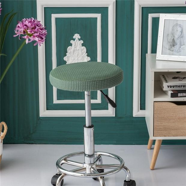Housse de Tabouret Rond Jacquard Vert Amande | Housse Moderne