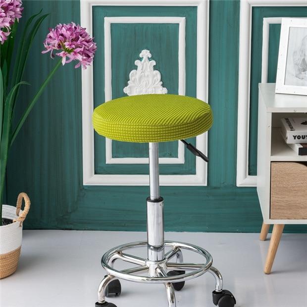 Housse de Tabouret Rond Jacquard Vert Anis | Housse Moderne