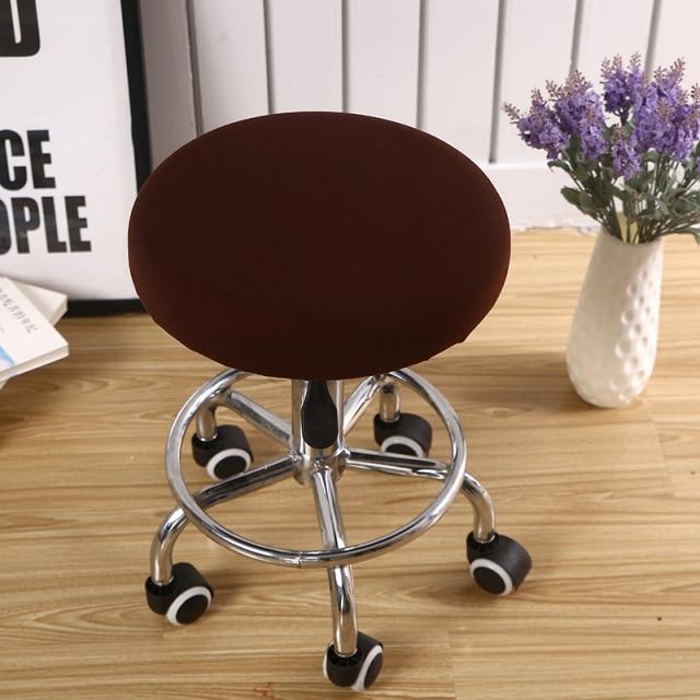 Housse de Tabouret Rond Marron | Housse Moderne