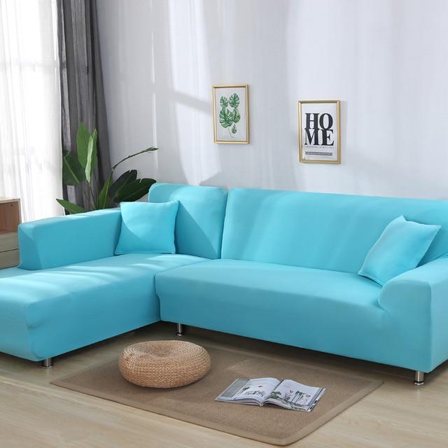Housse Canapé d&#39;Angle Turquoise-Housse-Moderne