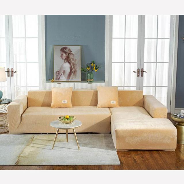 Housse de Canapé d'Angle Beige-Housse-Moderne