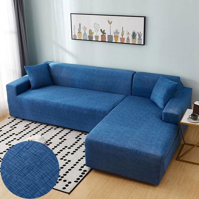 housse de Canapé d&#39;Angle Bleu-Housse-Moderne