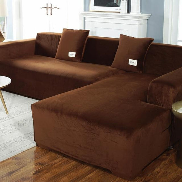 Housse De Canapé D'Angle Extensible Jacquard – Protection Élégante Et Lavable (Marron, Part A-A 90-140 Cm)