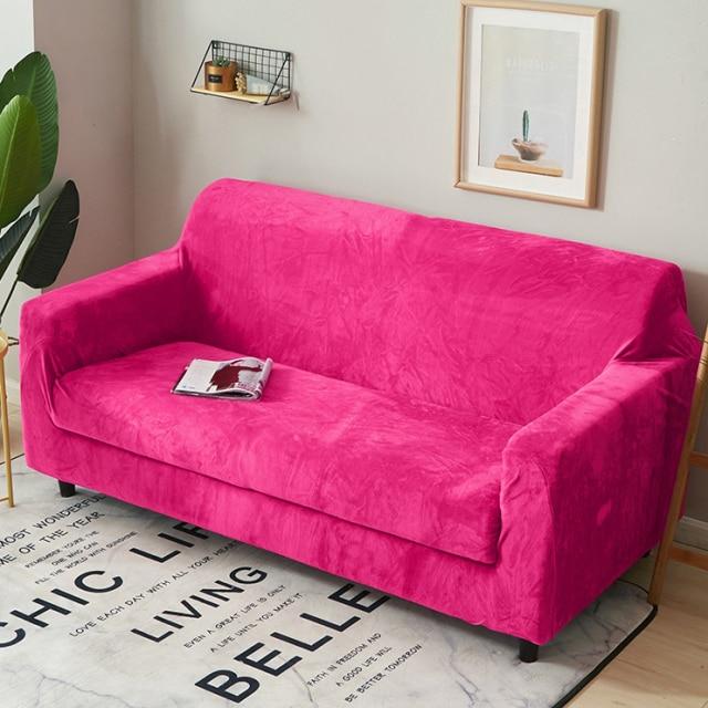 Housse de Canapé Rose Fushia Velours | Housse Moderne