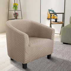 Housse De Fauteuil Chesterfield Highdi Jacquard Beige - Polyester/élasthanne - Lavable - Protection Antidérapante