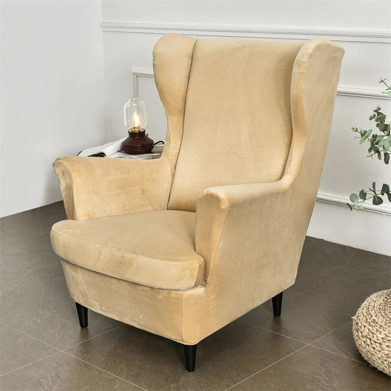 Housse de Fauteuil Crapaud Velours Beige