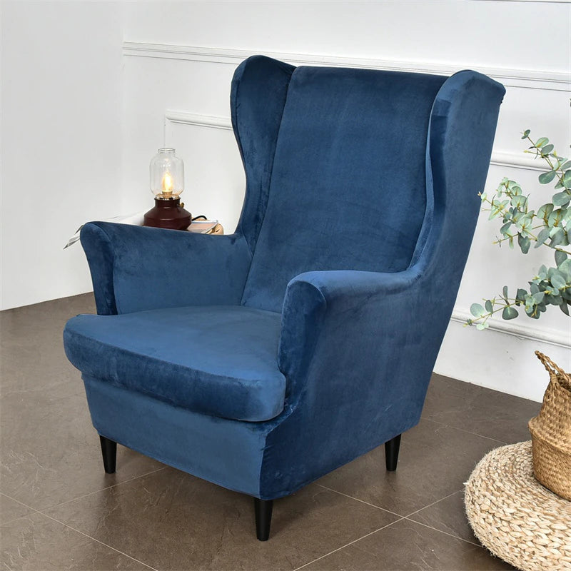 Housse de Fauteuil Crapaud Velours Bleu | Housse Moderne