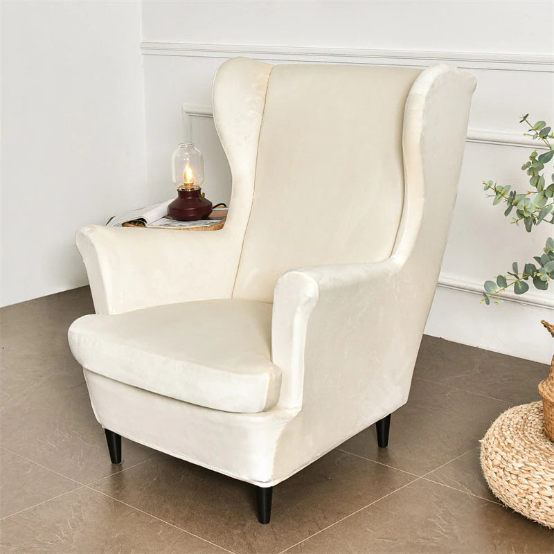 Housse de Fauteuil Crapaud Velours Crème | Housse Moderne