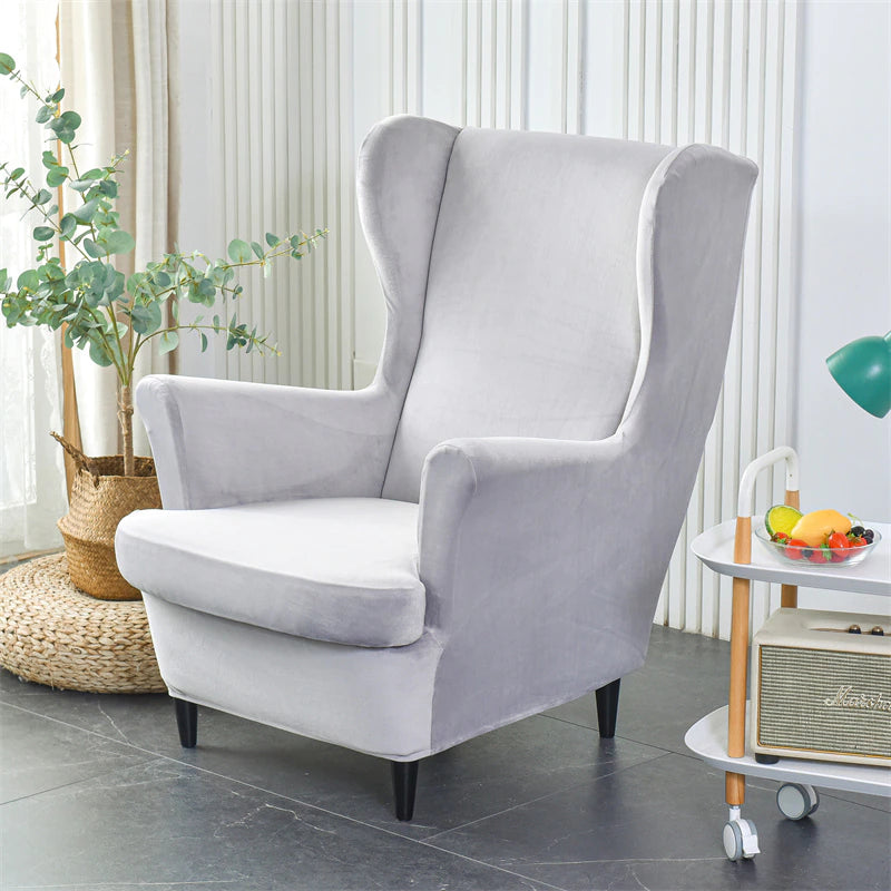 Housse de Fauteuil Crapaud Velours Gris Clair | Housse Moderne