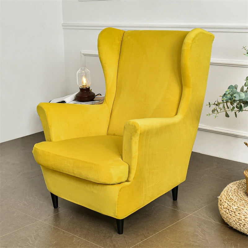 Housse de Fauteuil Crapaud Velours Jaune | Housse Moderne